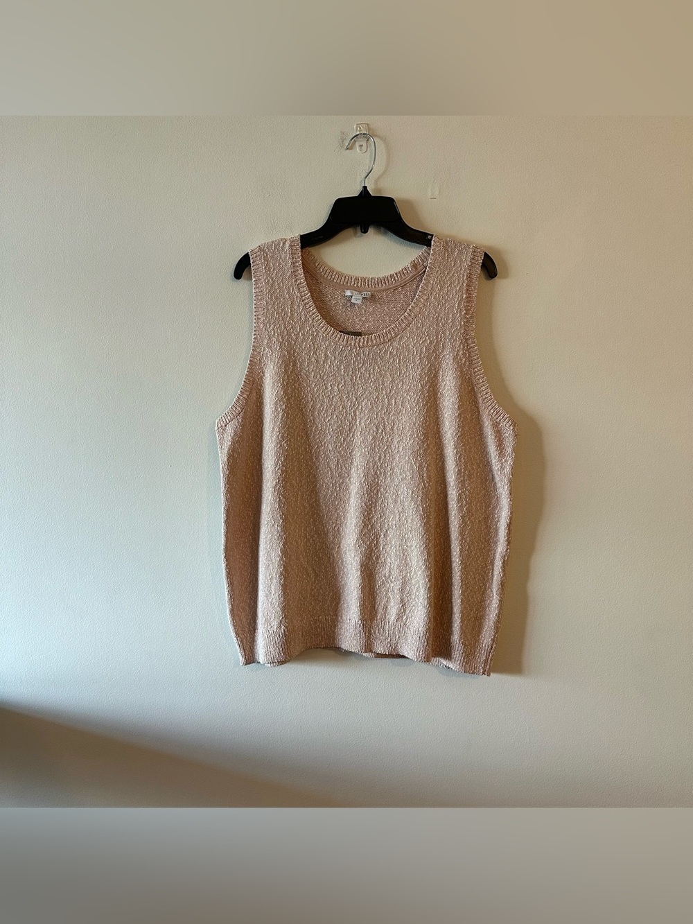 NEW J. Jill Beige Pink Textured Knit Sleeveless Top Tank XL Coastal